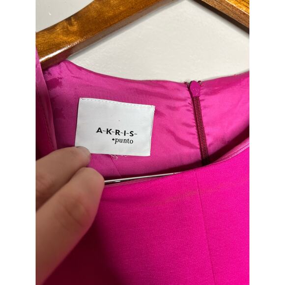 AKRIS Punto Fuchsia Short Sleeve Fit & Flare Luxury Designer Dress Size 14 - Picture 5 of 10